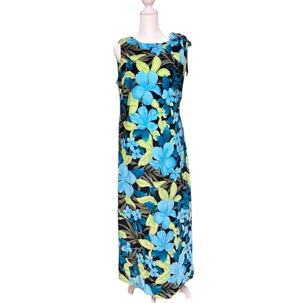 White Stag Sleeveless Floral Maxi Dress – Size 16 – Blue Green Tropical
